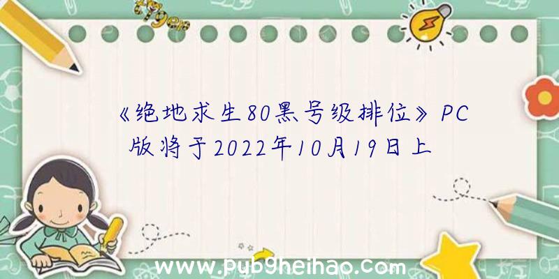 《绝地求生80黑号级排位》PC版将于2022年10月19日上市