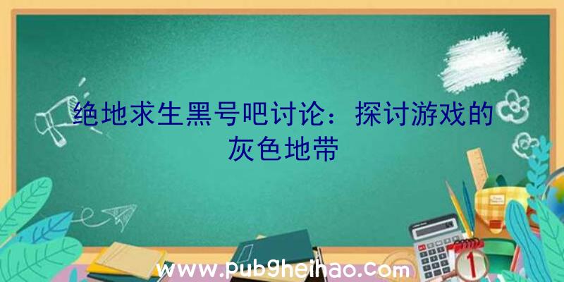 绝地求生黑号吧讨论：探讨游戏的灰色地带