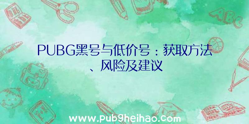 PUBG黑号与低价号：获取方法、风险及建议