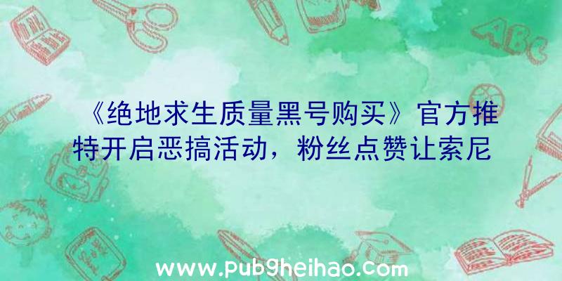 《绝地求生质量黑号购买》官方推特开启恶搞活动，粉丝点赞让索尼克长高腿变长