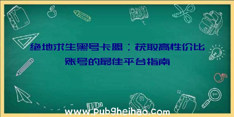 绝地求生黑号卡盟：获取高性价比账号的最佳平台指南